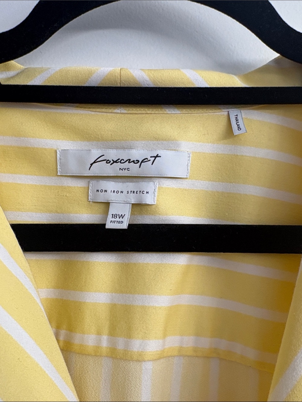 Foxcroft Yellow and White Striped Button-Down Shirt - Picture 2 of 5